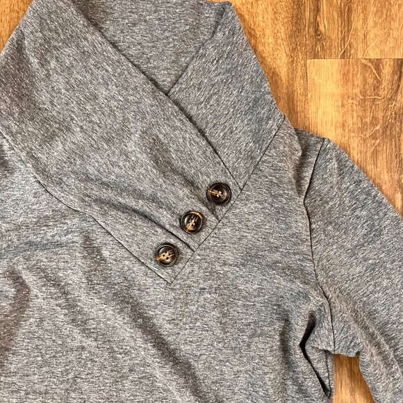 Soft Surroundings Gray Button Cowl Neck Tunic Top Sz M - Picture 3 of 10